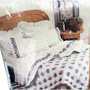 Vintage 80s 90s Countryside 4 Piece Double Bed Set Floral Cottagecore House Tree